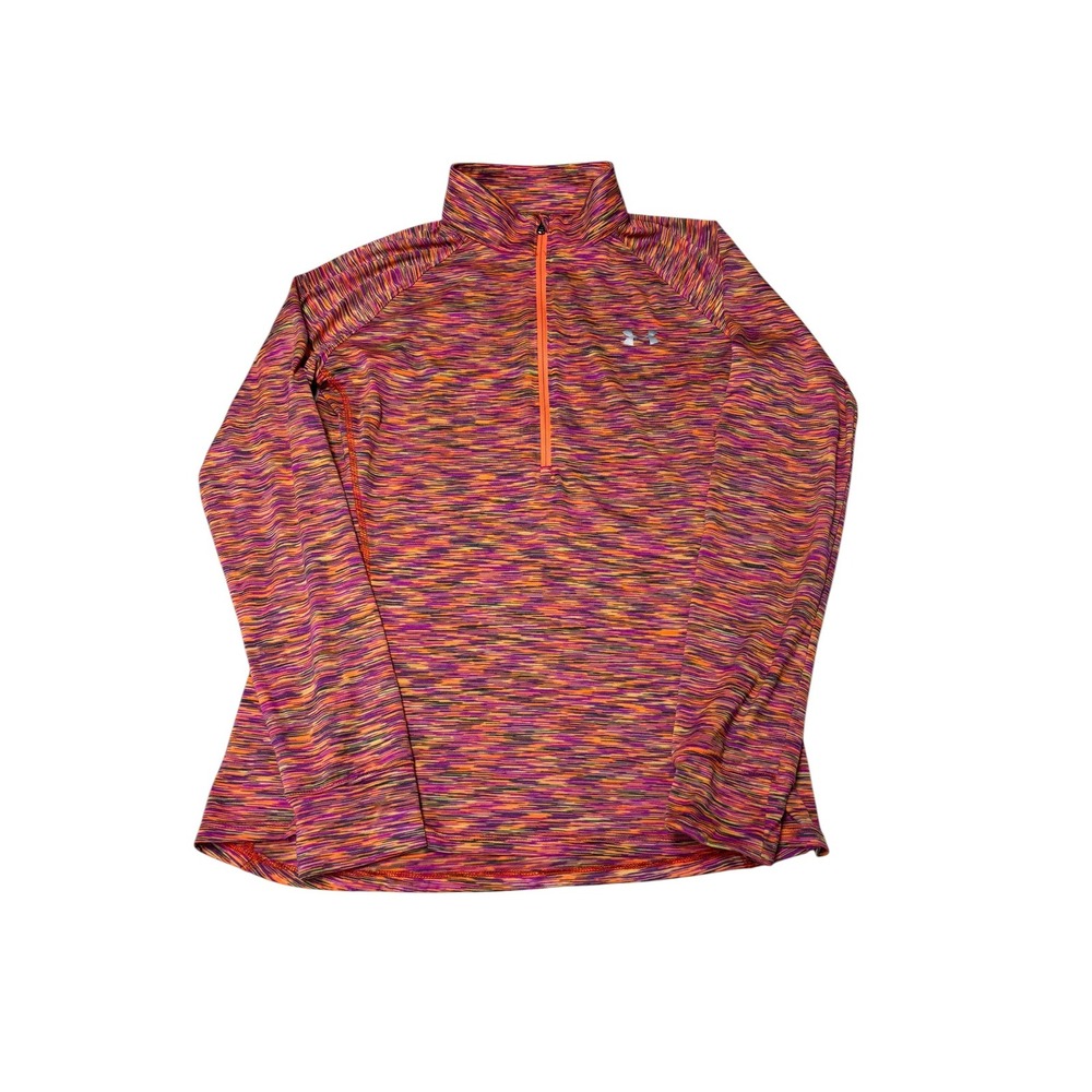 Under Armour Womens Quarter Zip Pullover Space Dye‎ Orange Pink Purple L/S Top
